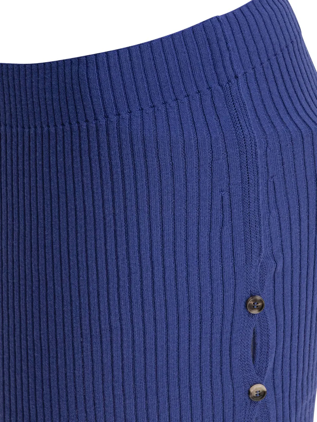 Buttoned Light Ribbed Mini Skirt