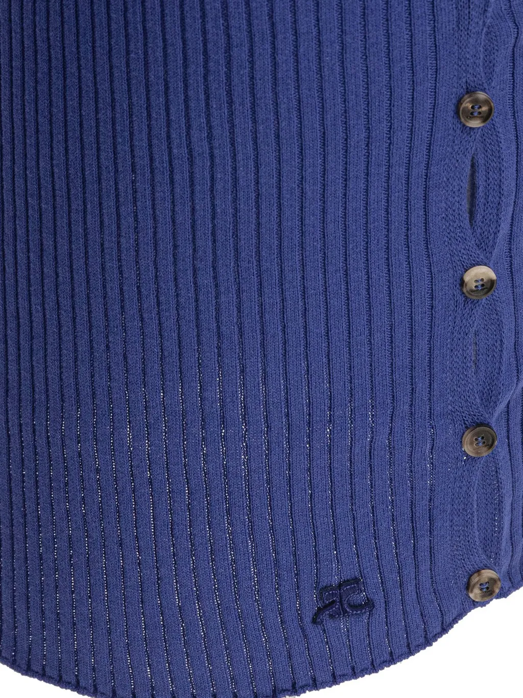 Buttoned Light Ribbed Mini Skirt