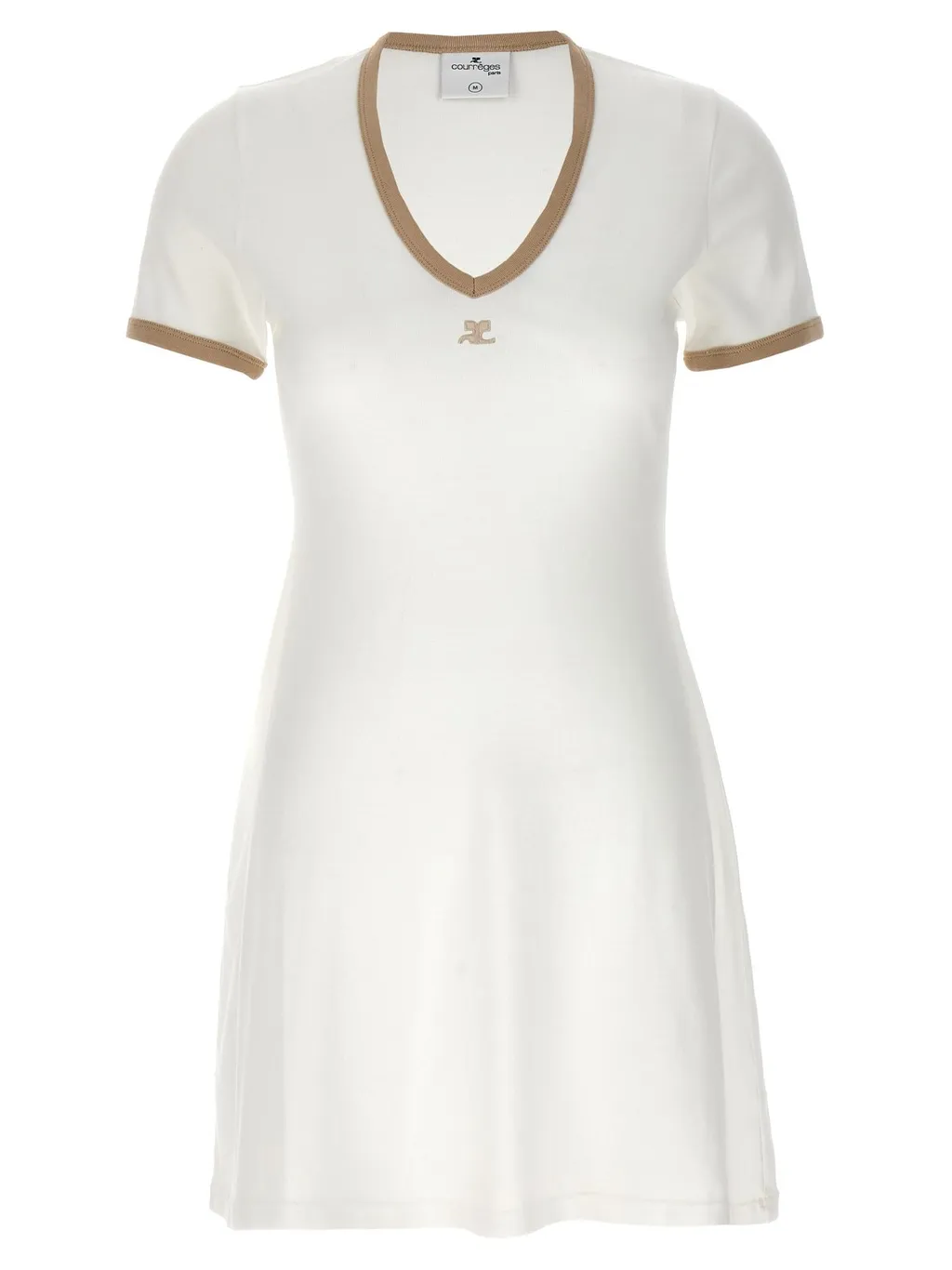 Contrast V-Neck Mini Dress