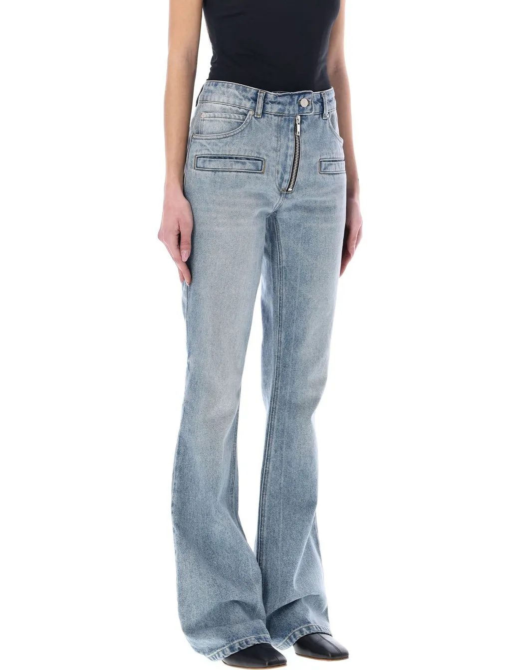 Faded Effect Flared Trousers