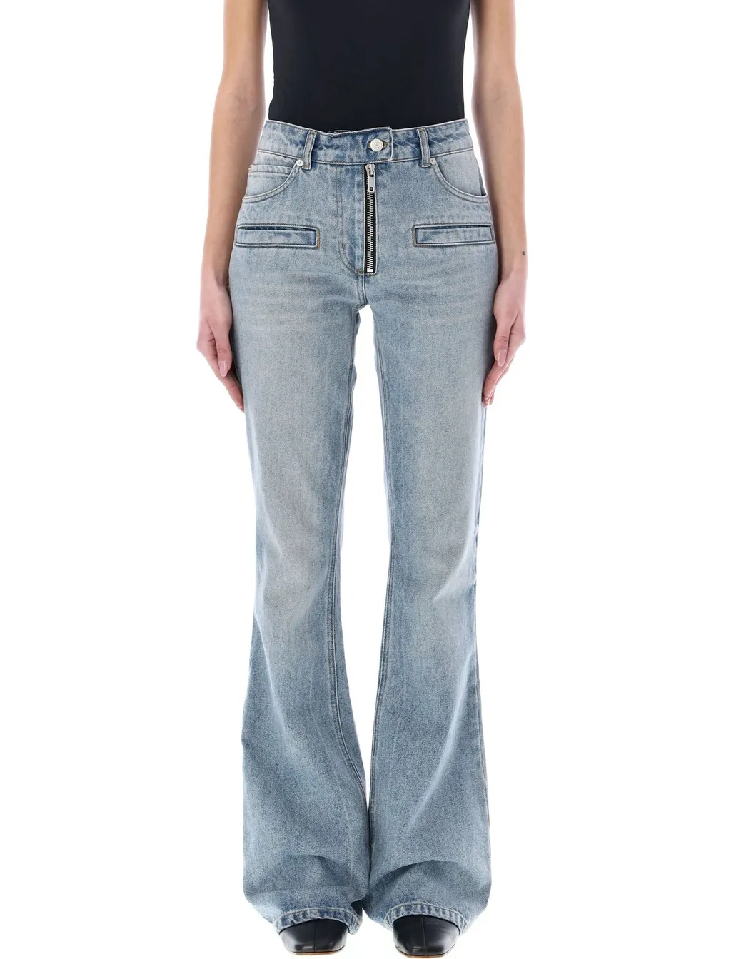 Faded Effect Flared Trousers