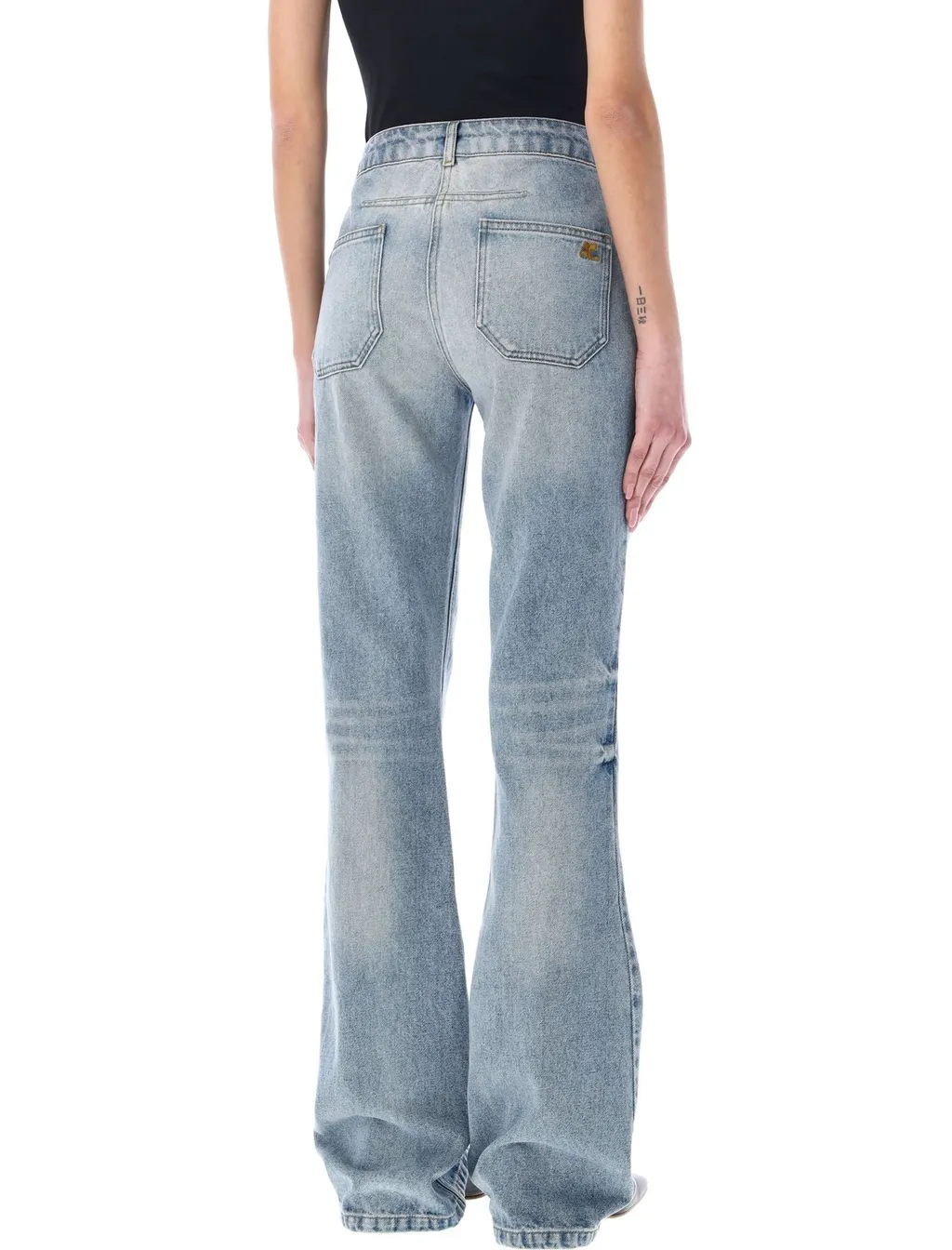 Faded Effect Flared Trousers