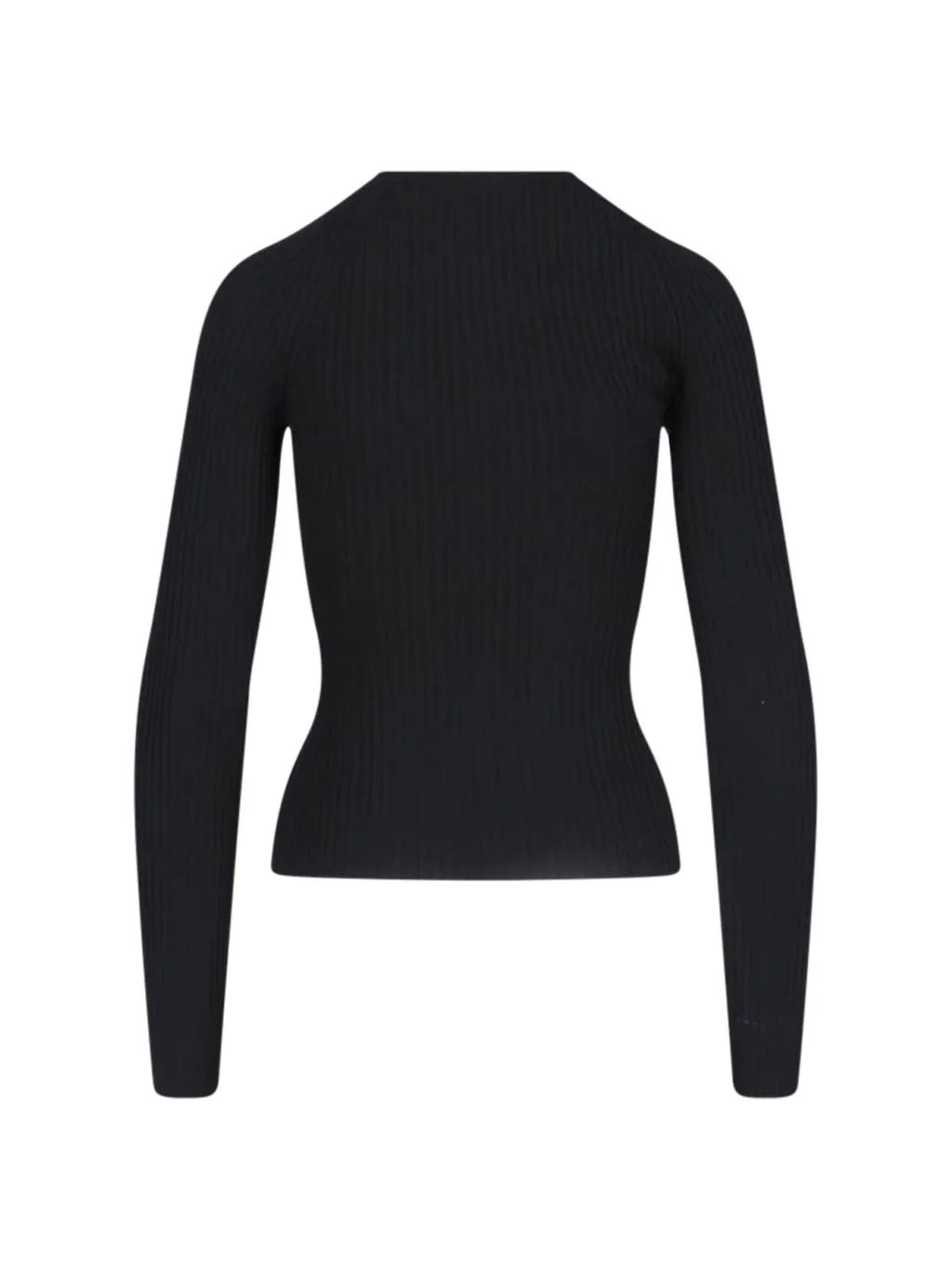 Slash Asymmetric-Neck Ribbed-Knit Top