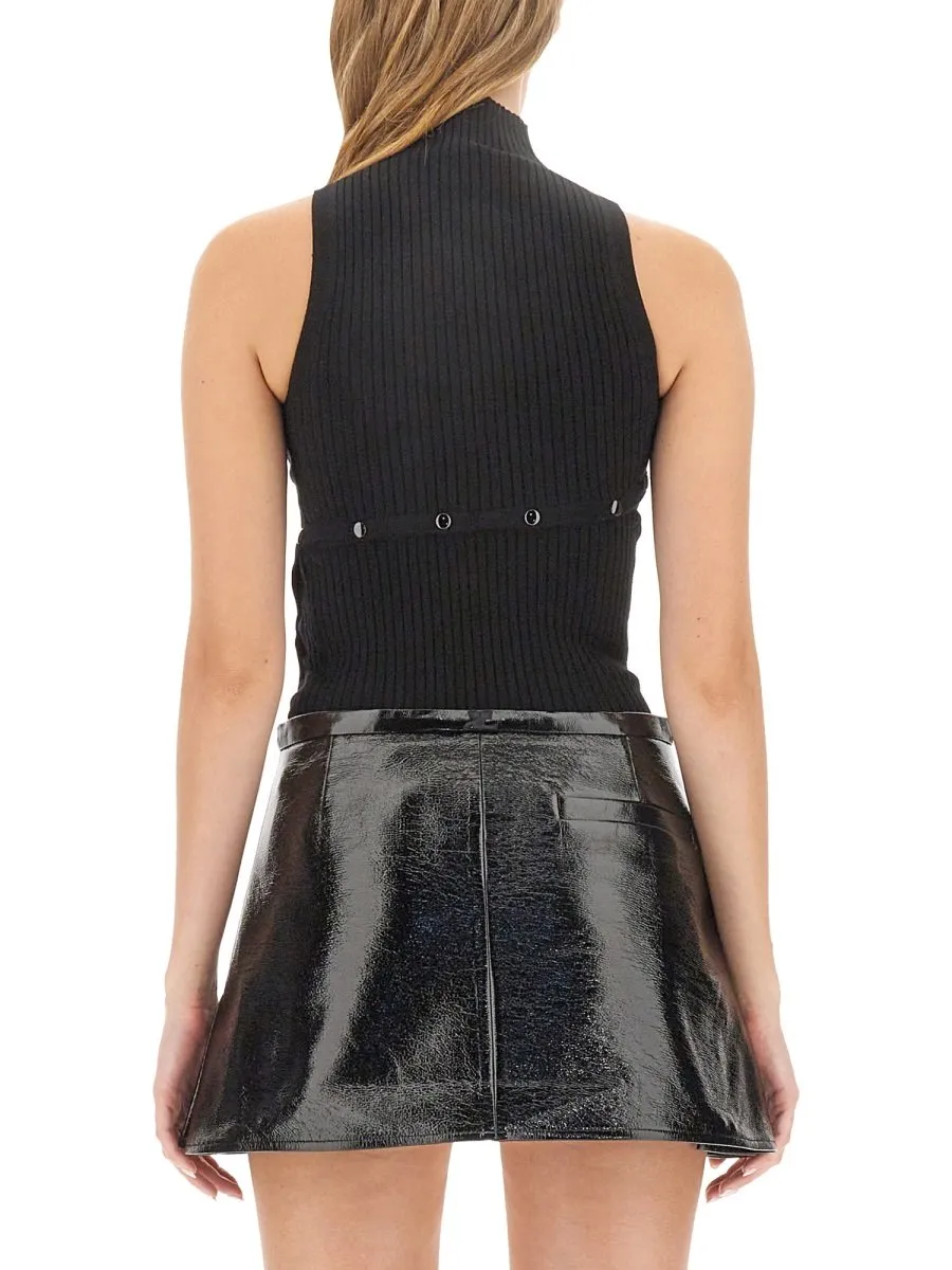 High Neck Straight Hem Knitted Jumper