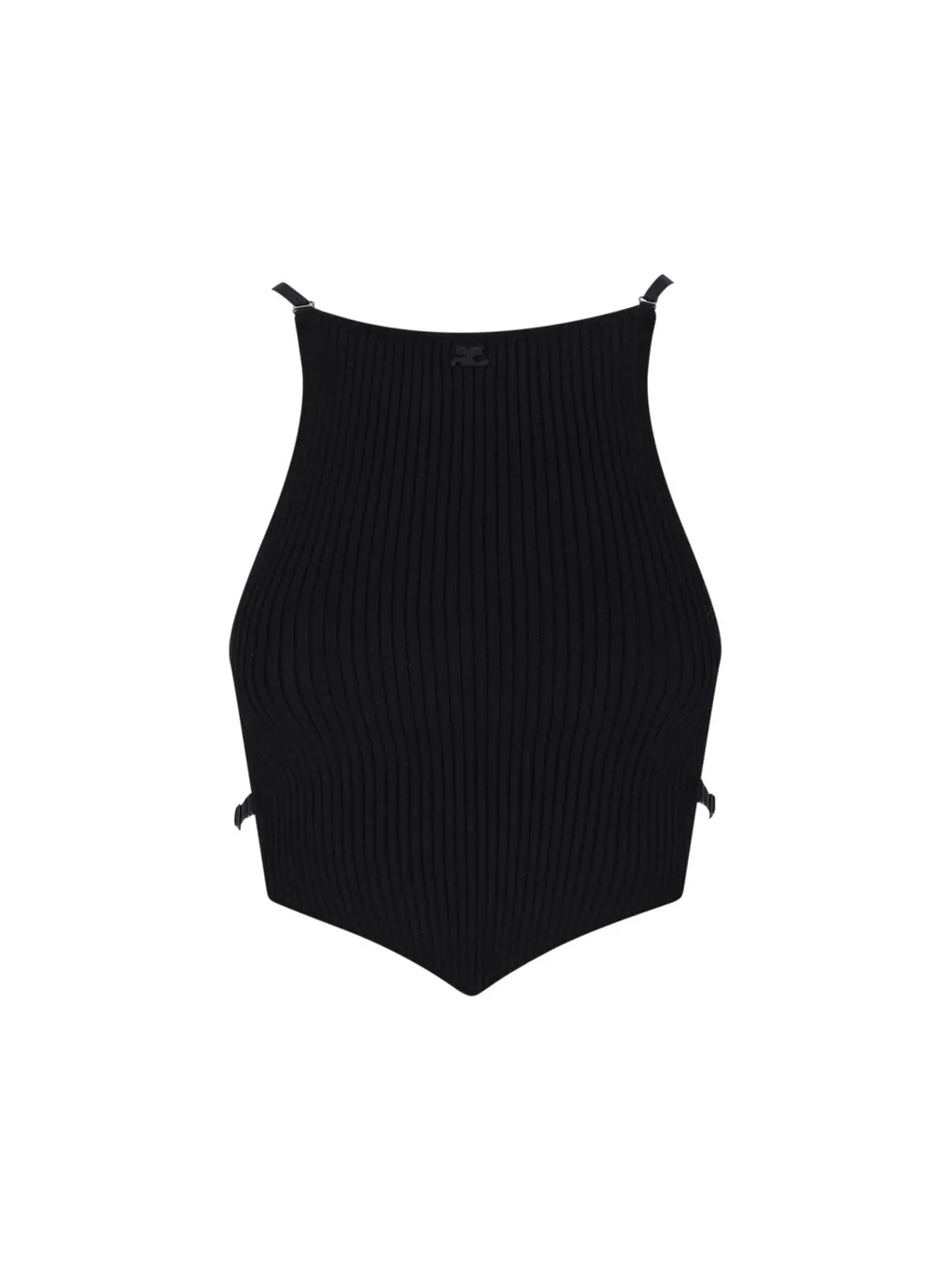 Logo Embroidered Ribbed-Knit Cropped Top