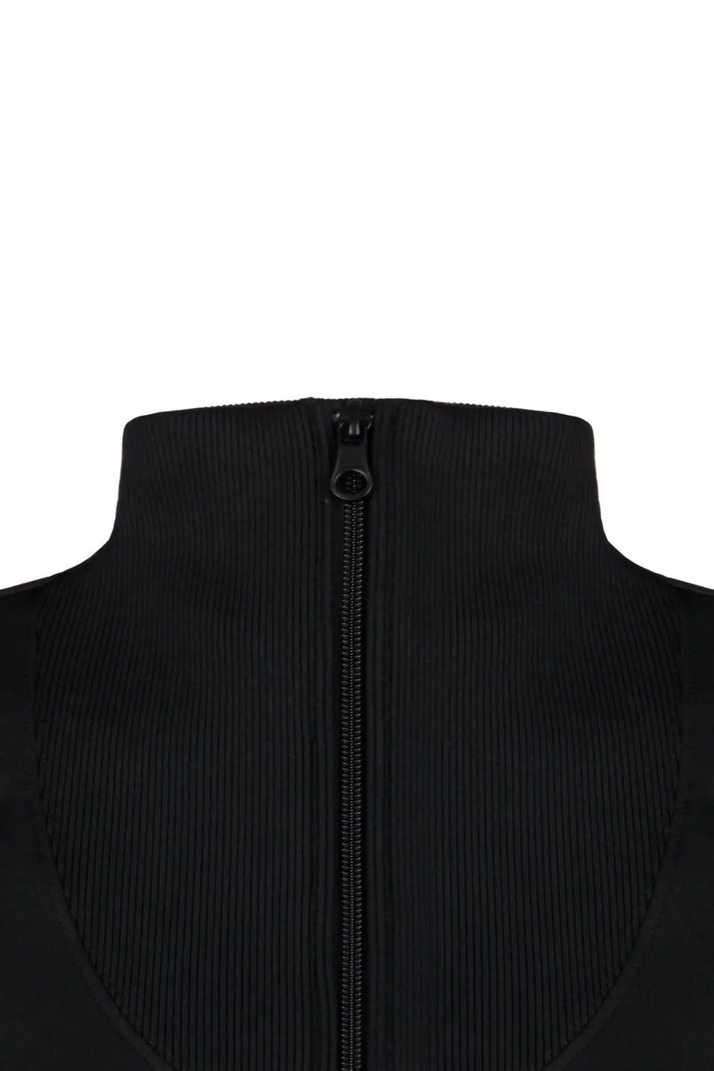 Ribbed Long-Sleeved Cropped Sweatshirt