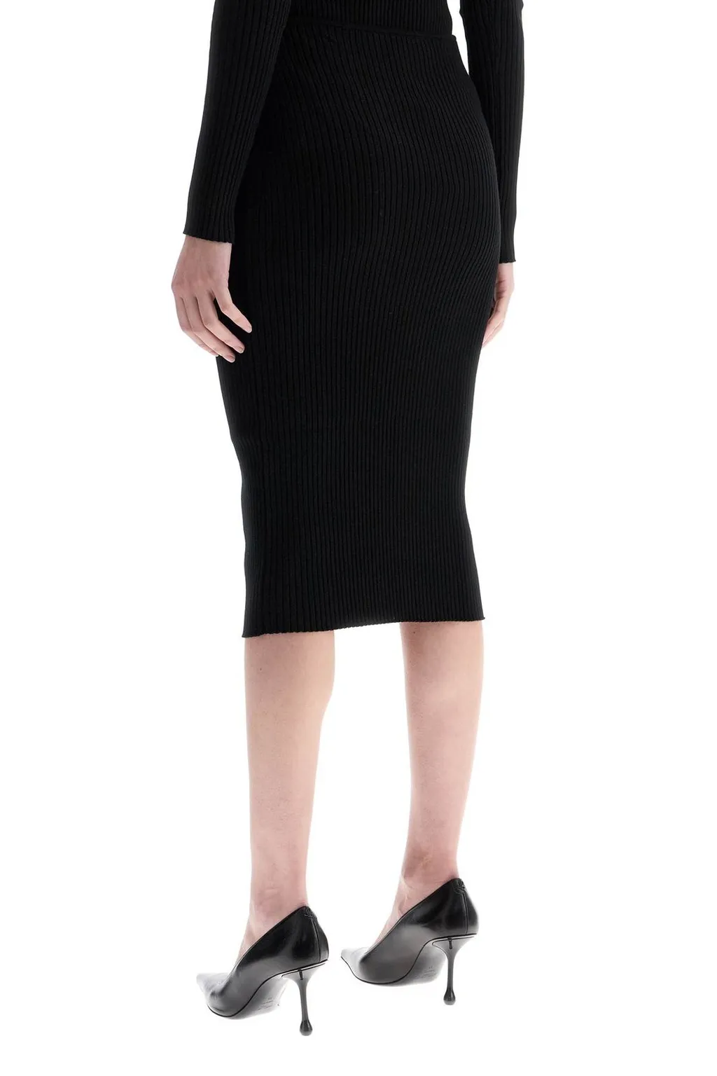 Logo Embroidered Knitted Midi Skirt