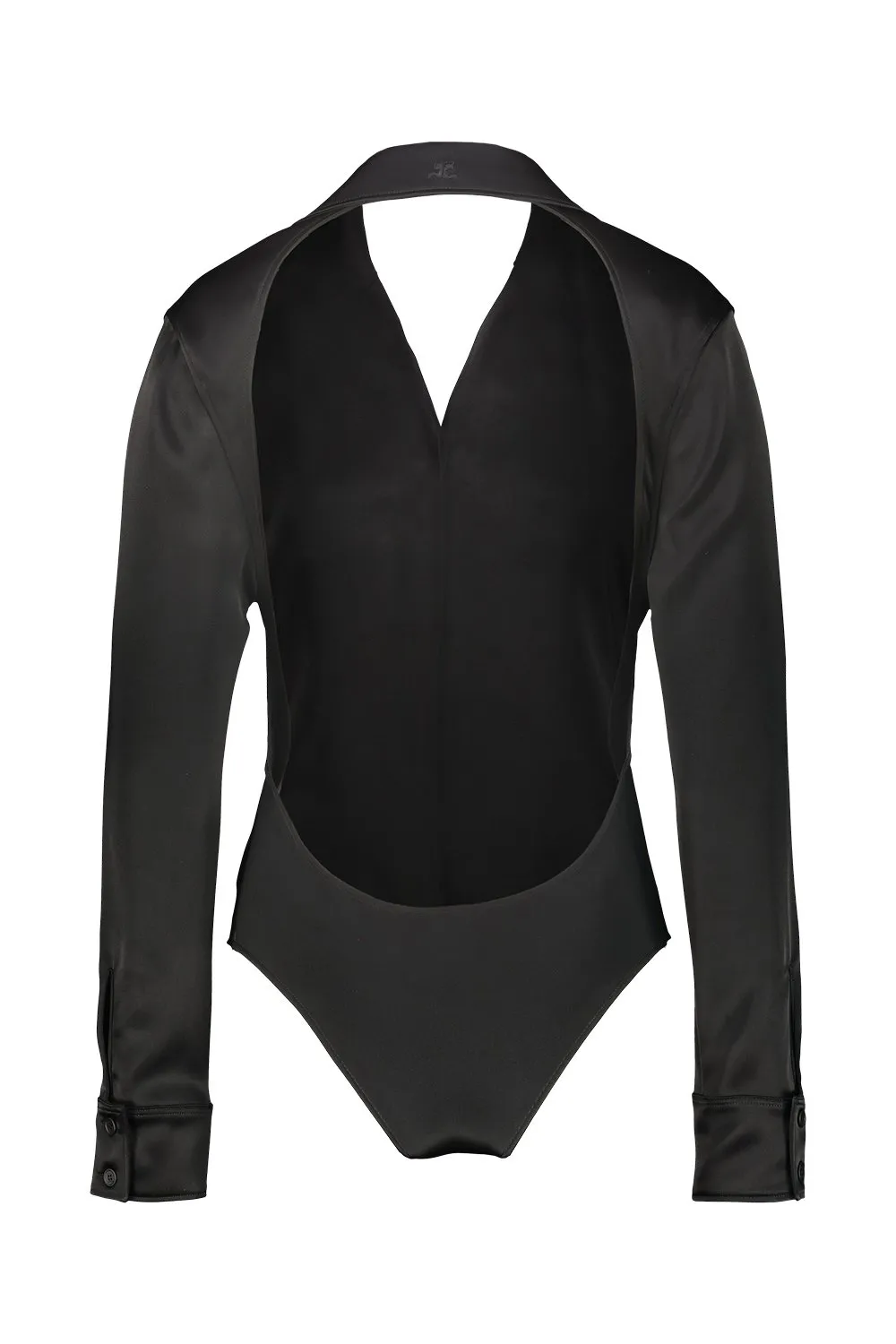 Backless Satin Shirt Bodysuit