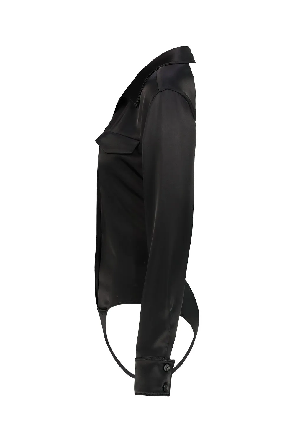 Backless Satin Shirt Bodysuit