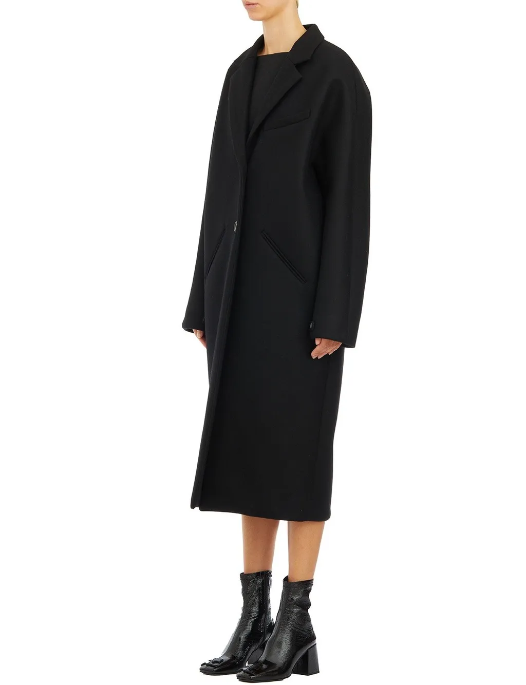 Cocoon Single-Breasted Long Coat