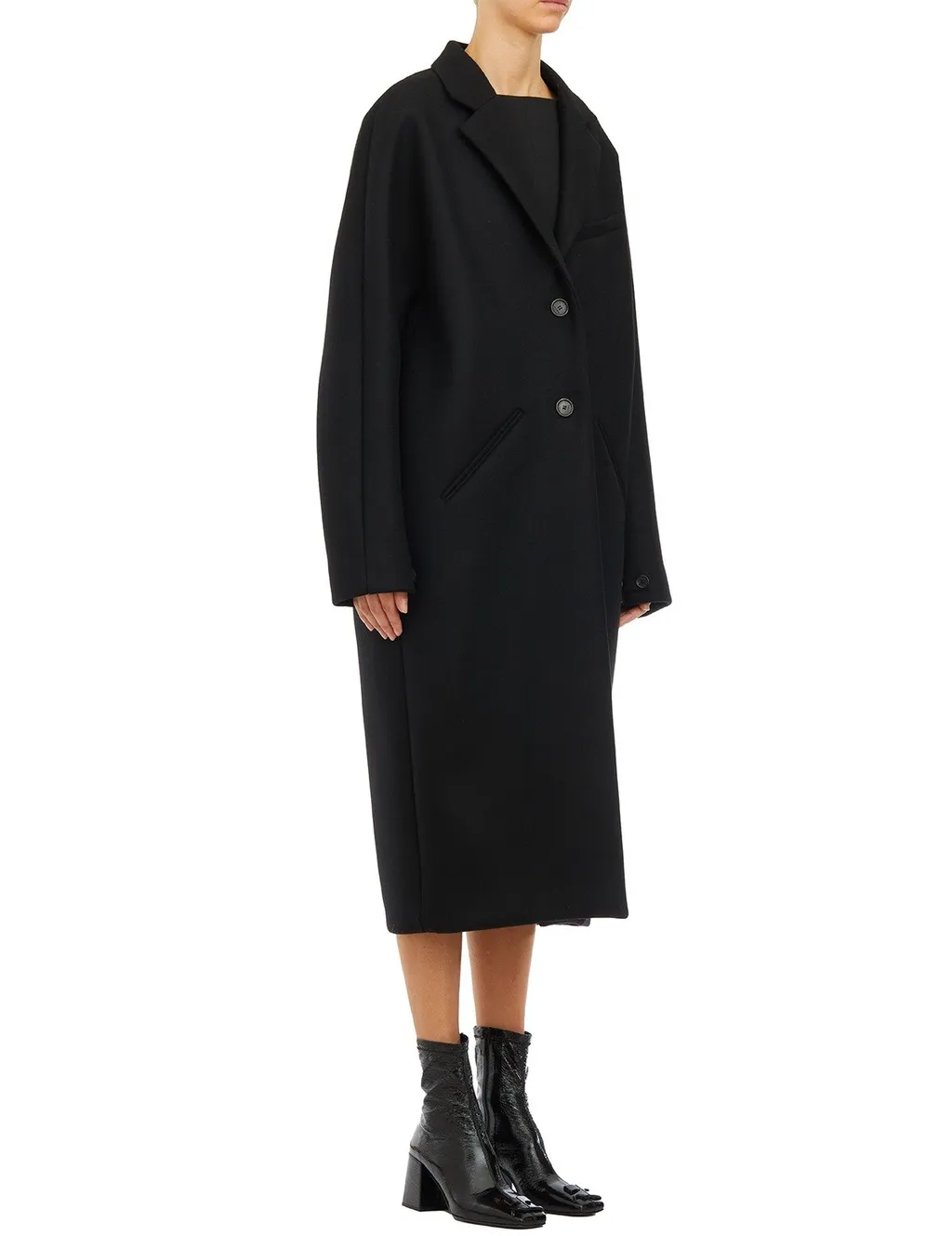 Cocoon Single-Breasted Long Coat