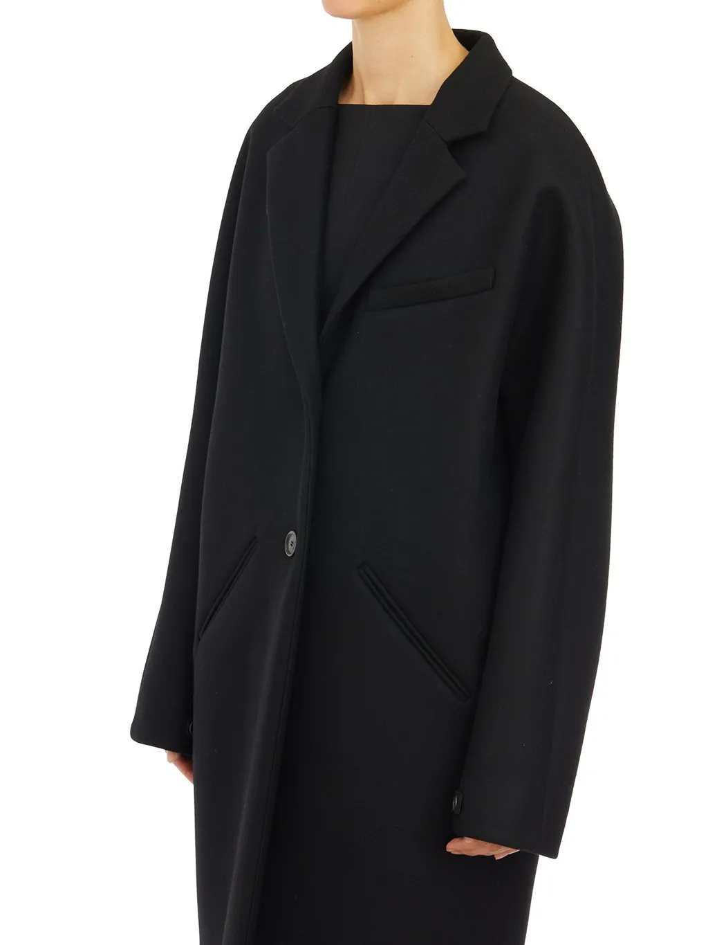 Cocoon Single-Breasted Long Coat