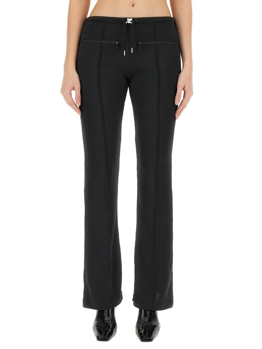 Drawstring Pleated Bootcut Pants
