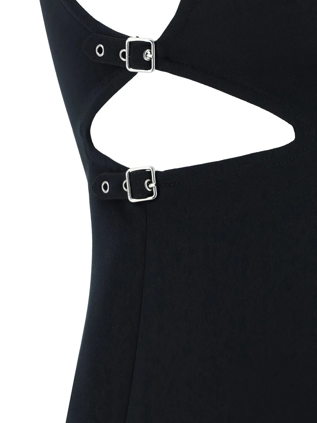 Slash Buckle Detailed Twill Dress