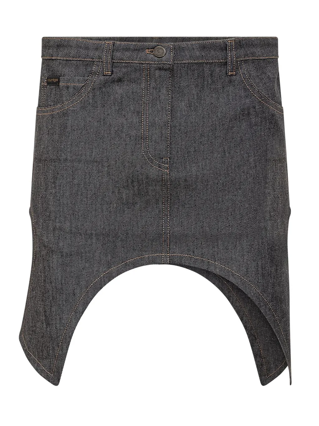 Mid-Rise Asymmetric-Hem Mini Skirt