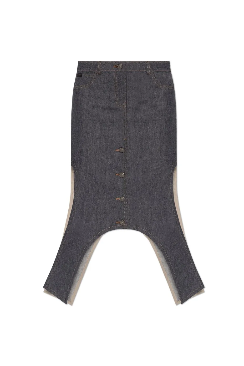 Asymmetric-Hem Denim Skirt
