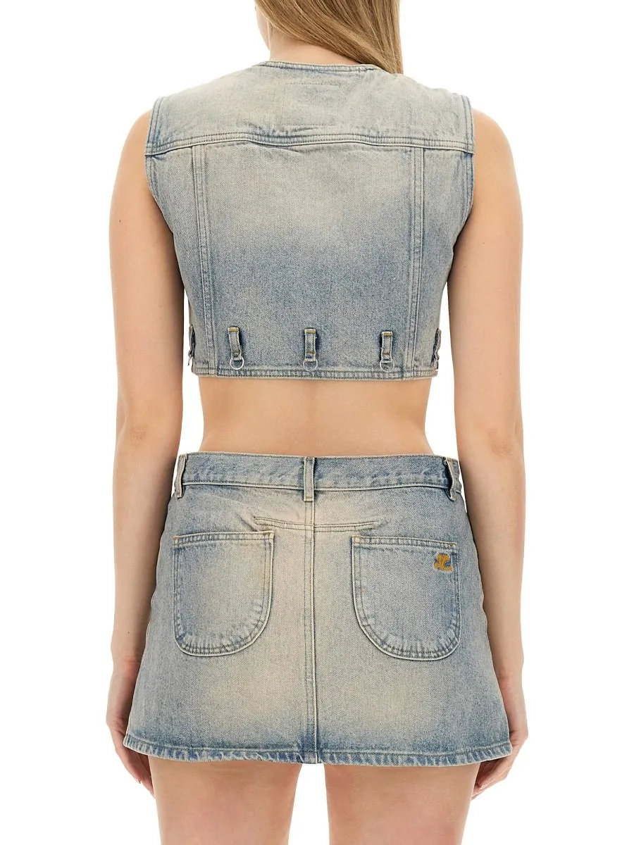 Multiflex Denim Cropped Vest
