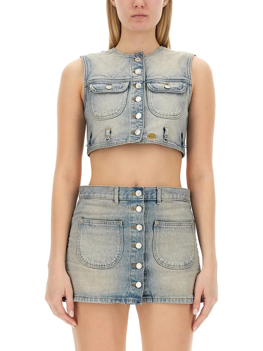 Multiflex Denim Cropped Vest
