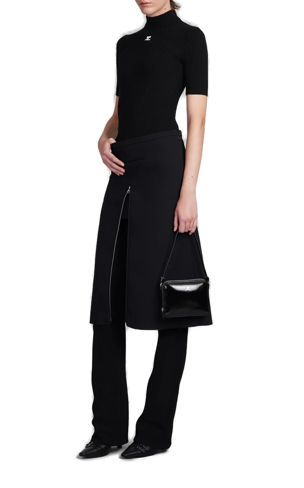 Heritage Crepe-Texture A-Line Midi Skirt