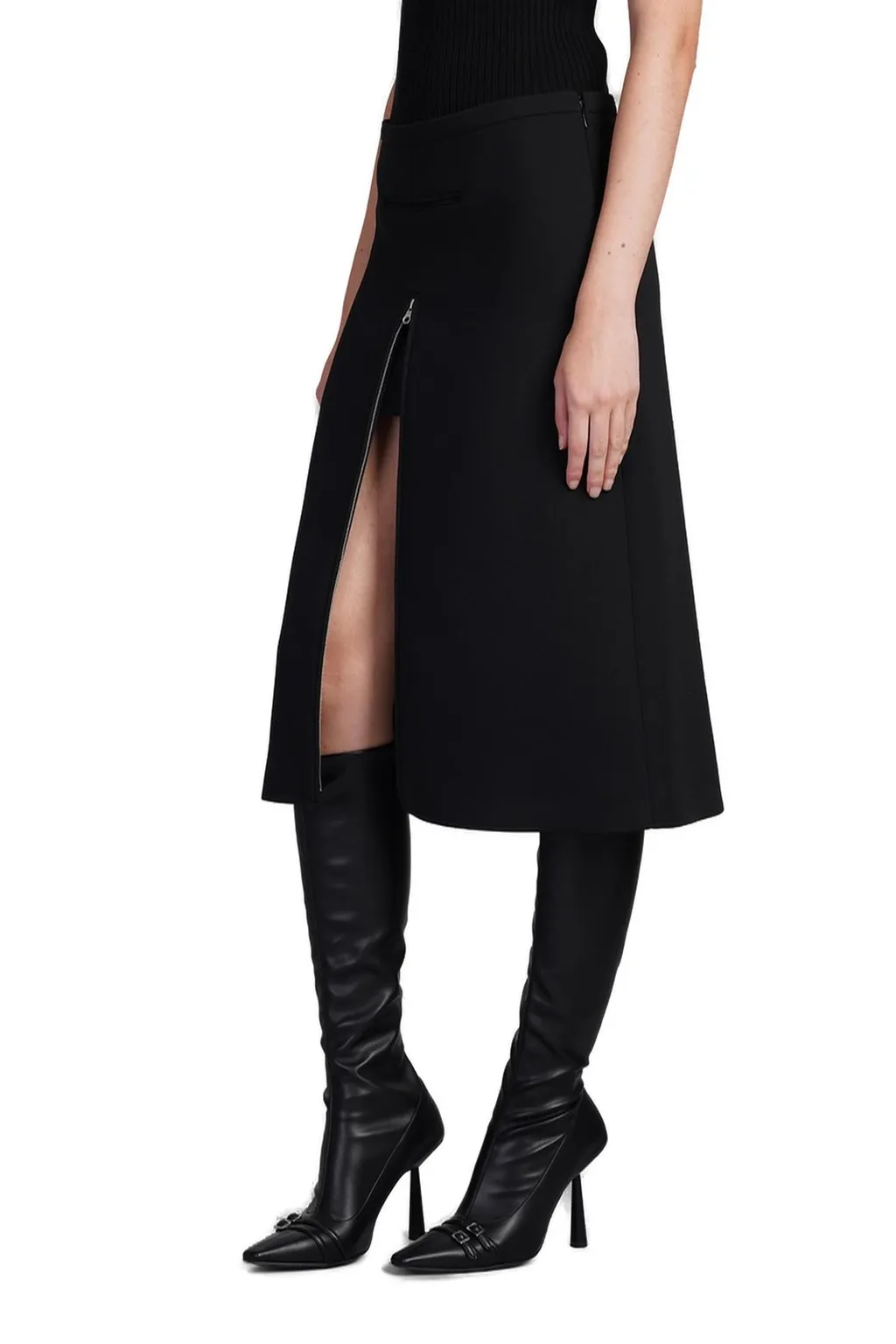 Heritage Crepe-Texture A-Line Midi Skirt