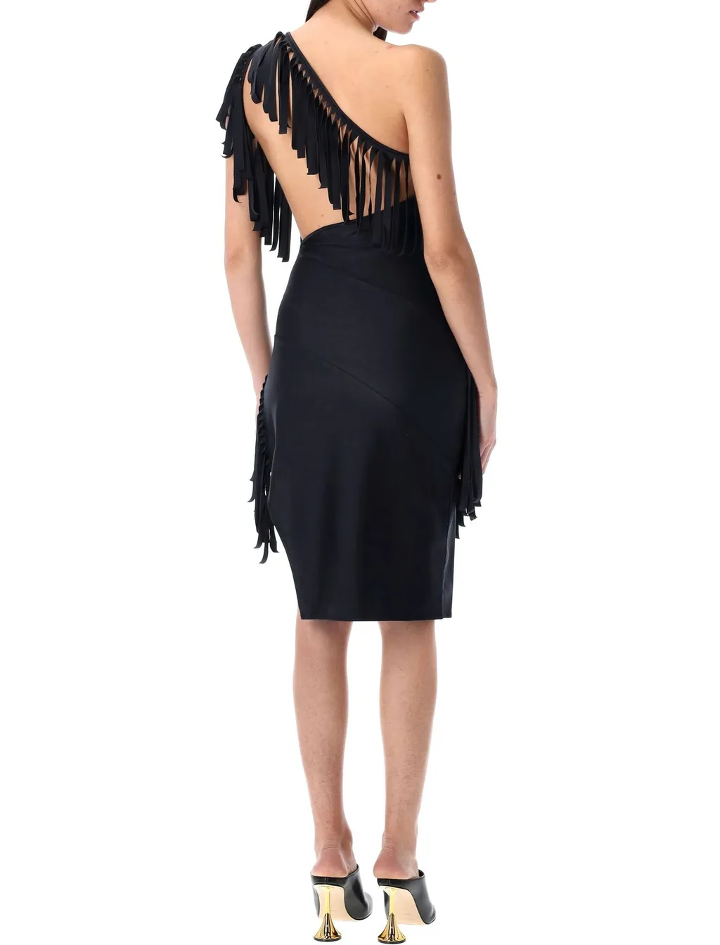 Asymmetric Fringed Mini Dress