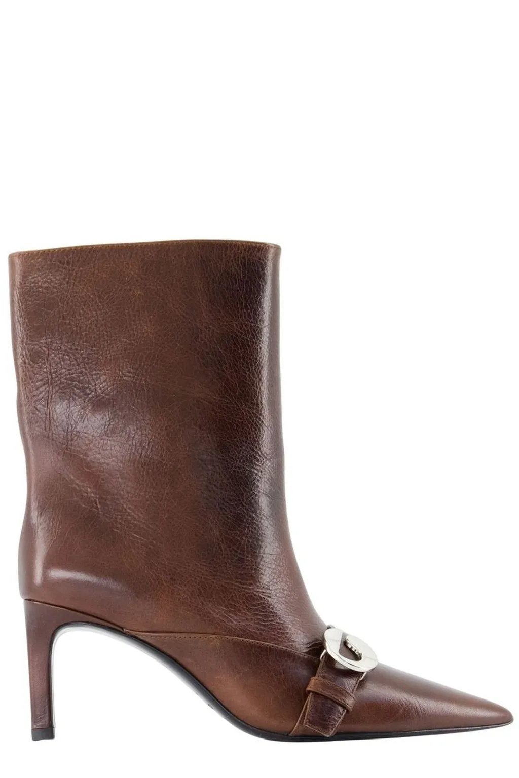 Belt-Detail Pointed-Toe Ankle Boots