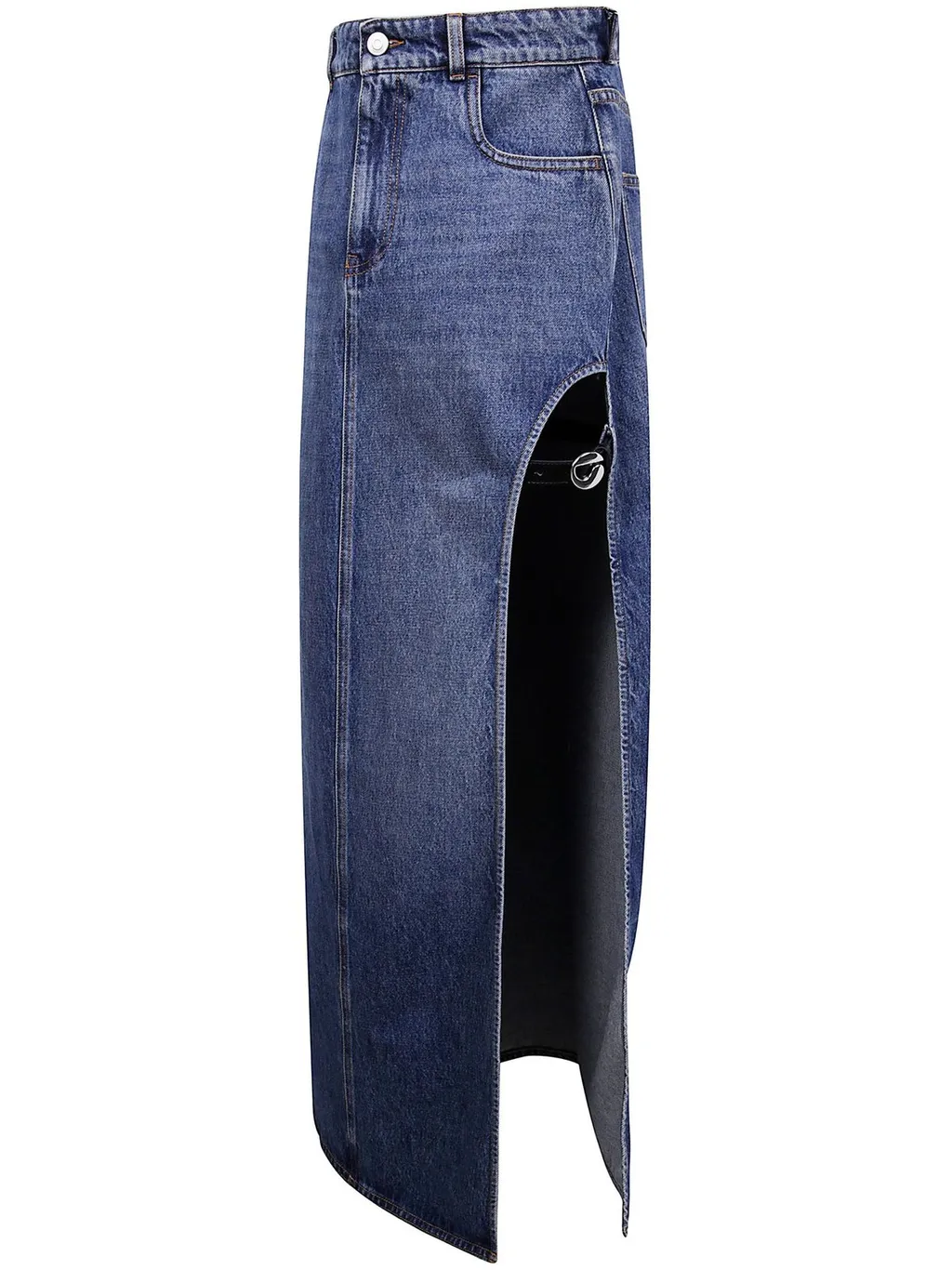 Garder Side-Split Belted Denim Skirt