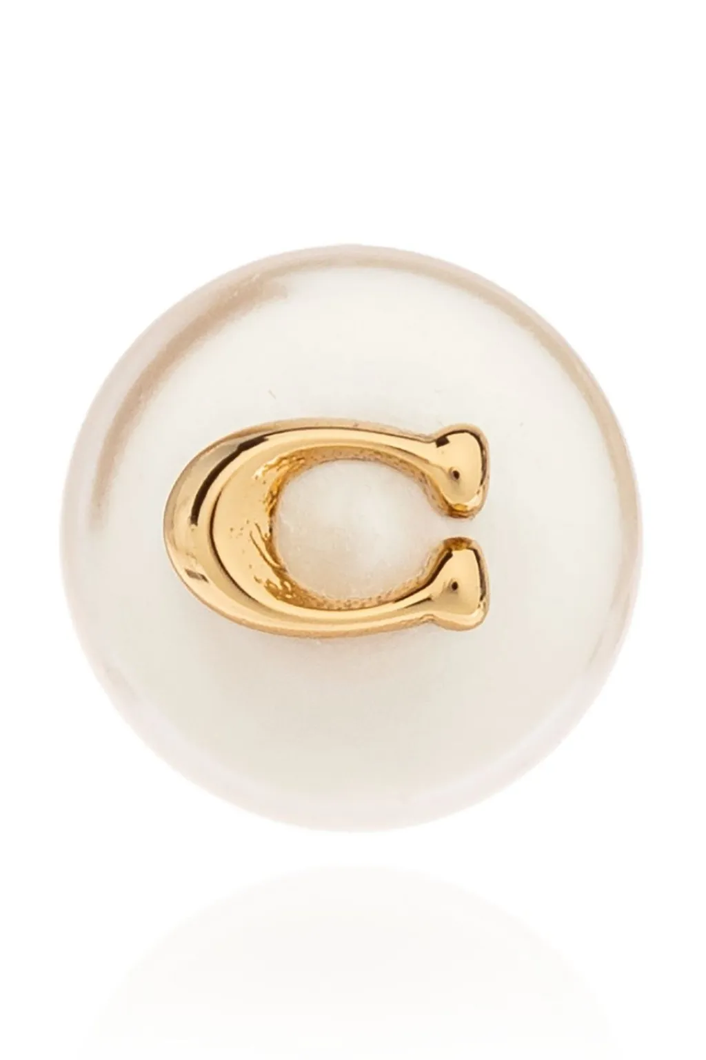 Logo Plaque Pearl Earrings