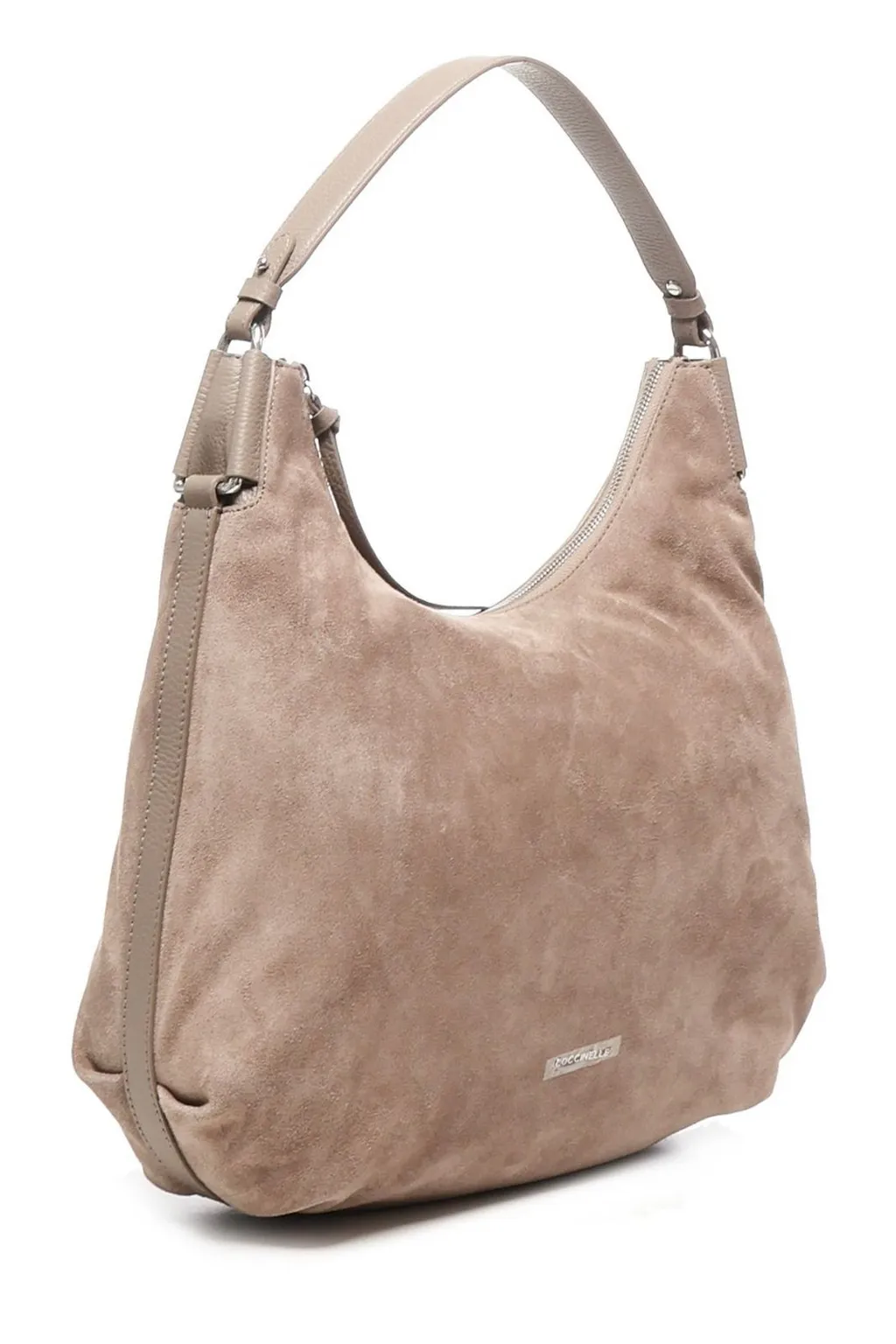 Logo Printed Brushed Hobo Bag