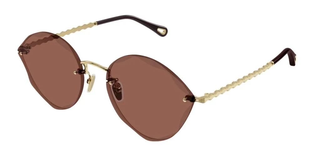 Geometric-Frame Rimless Sunglasses