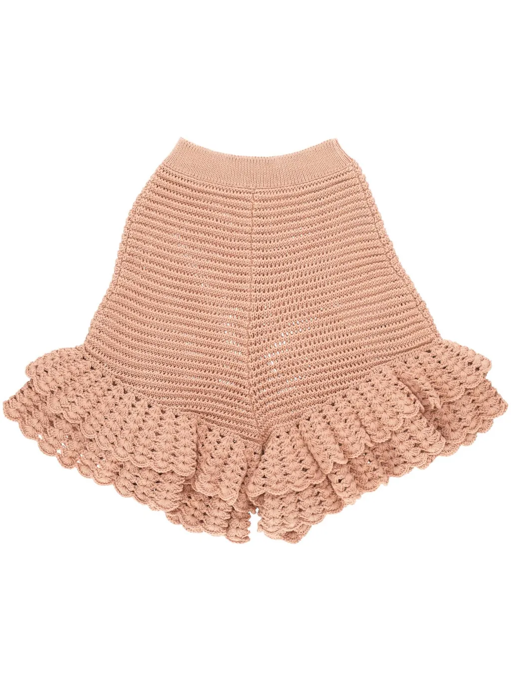 Crochet Knit Ruffled Mini Shorts