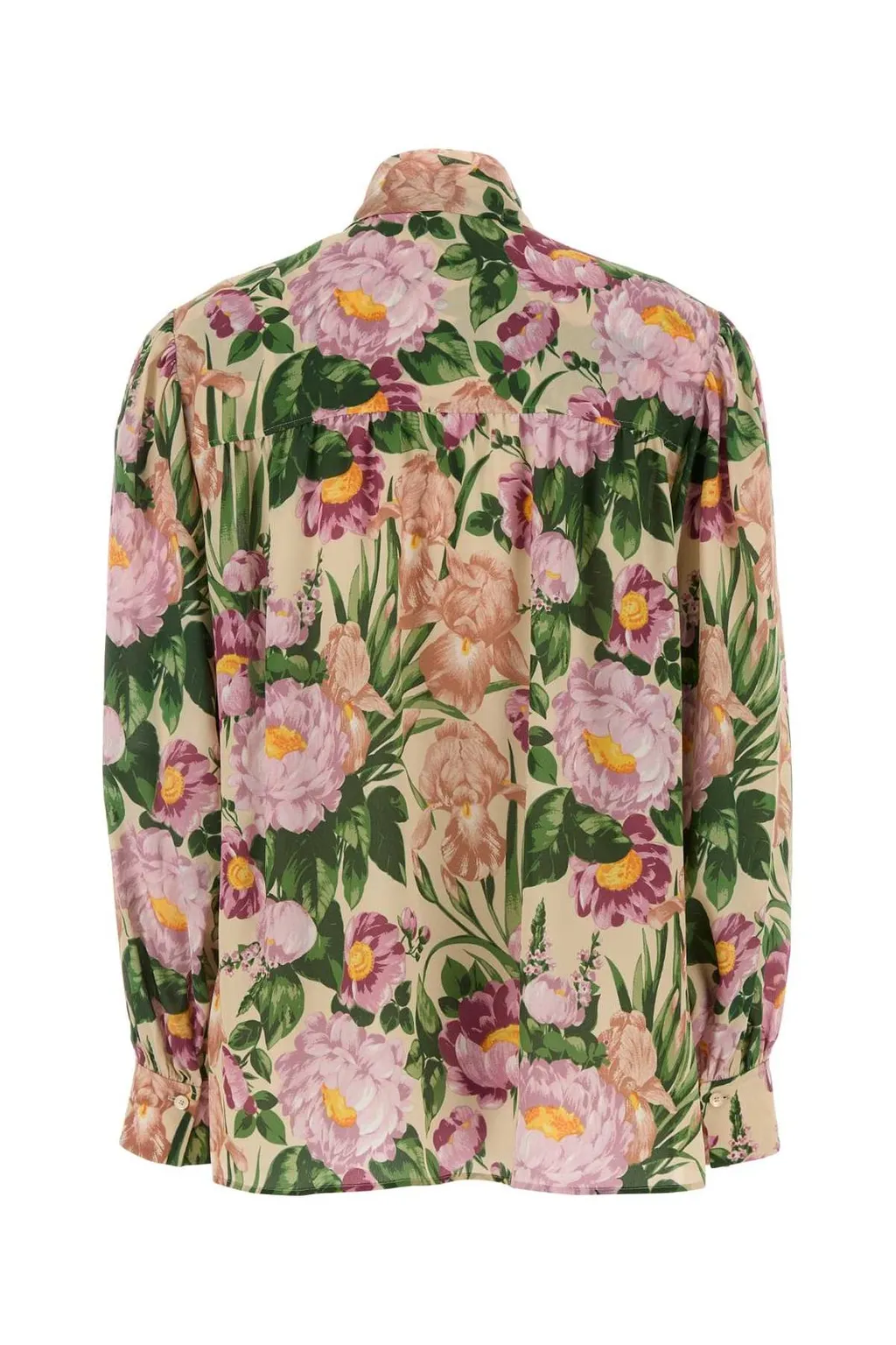 Allover Floral Printed Bow-Neck Blouse