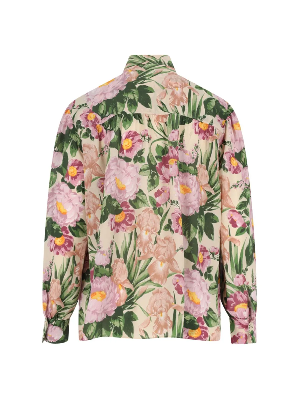 Allover Floral Printed Bow-Neck Blouse