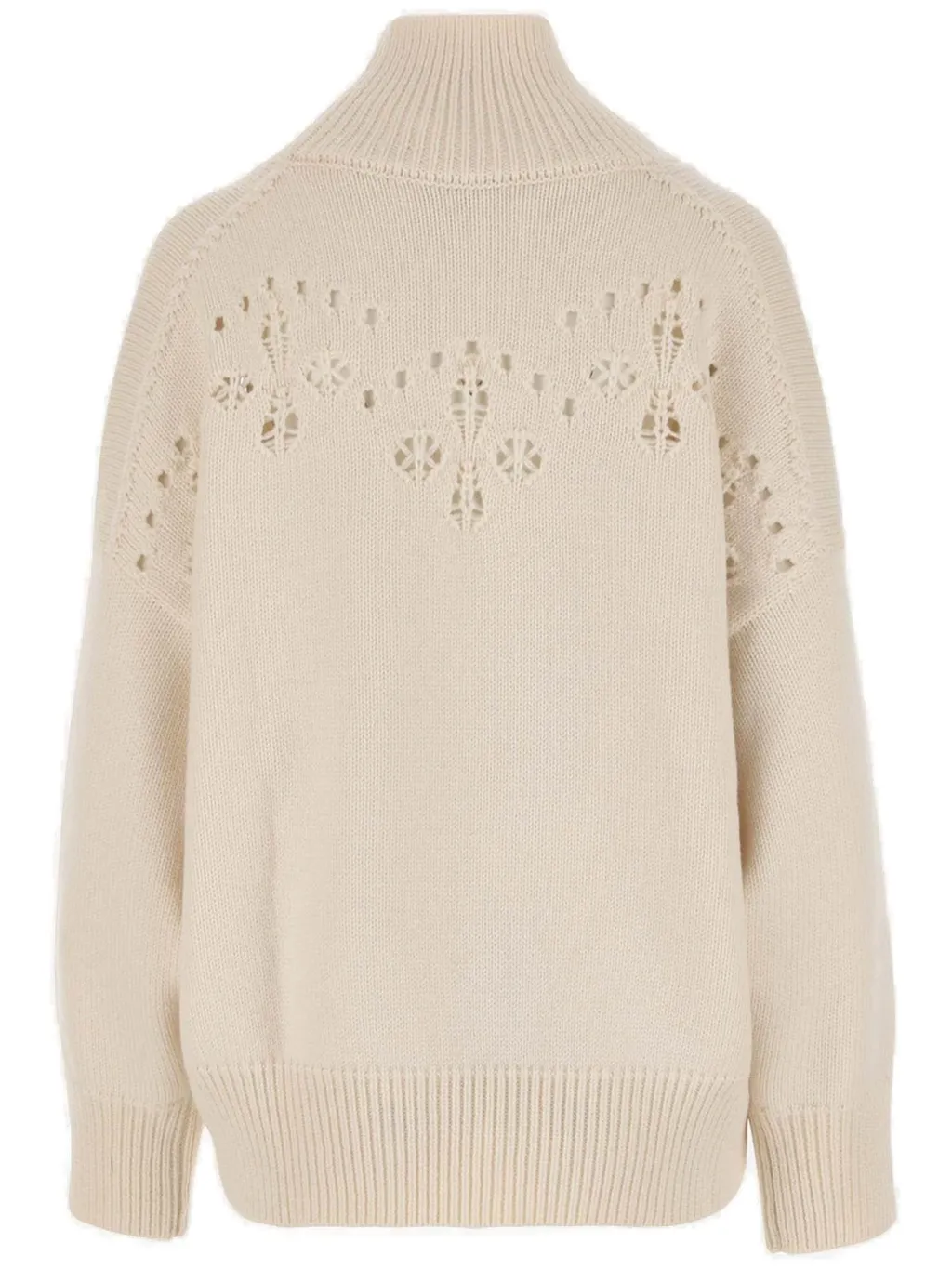 Pointelle-Knit High Neck Sweater