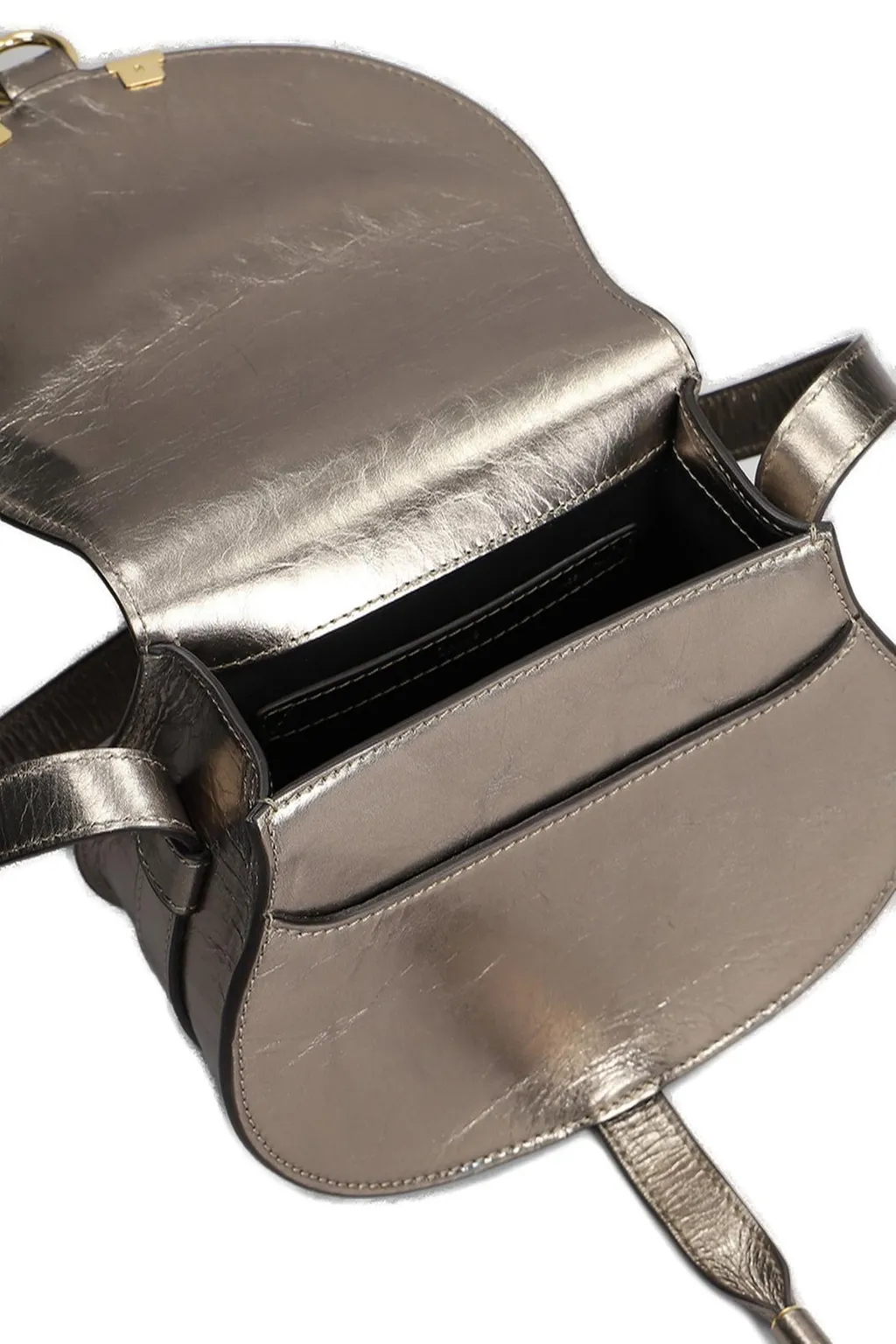 Small Marcie Metallized Saddle Bag