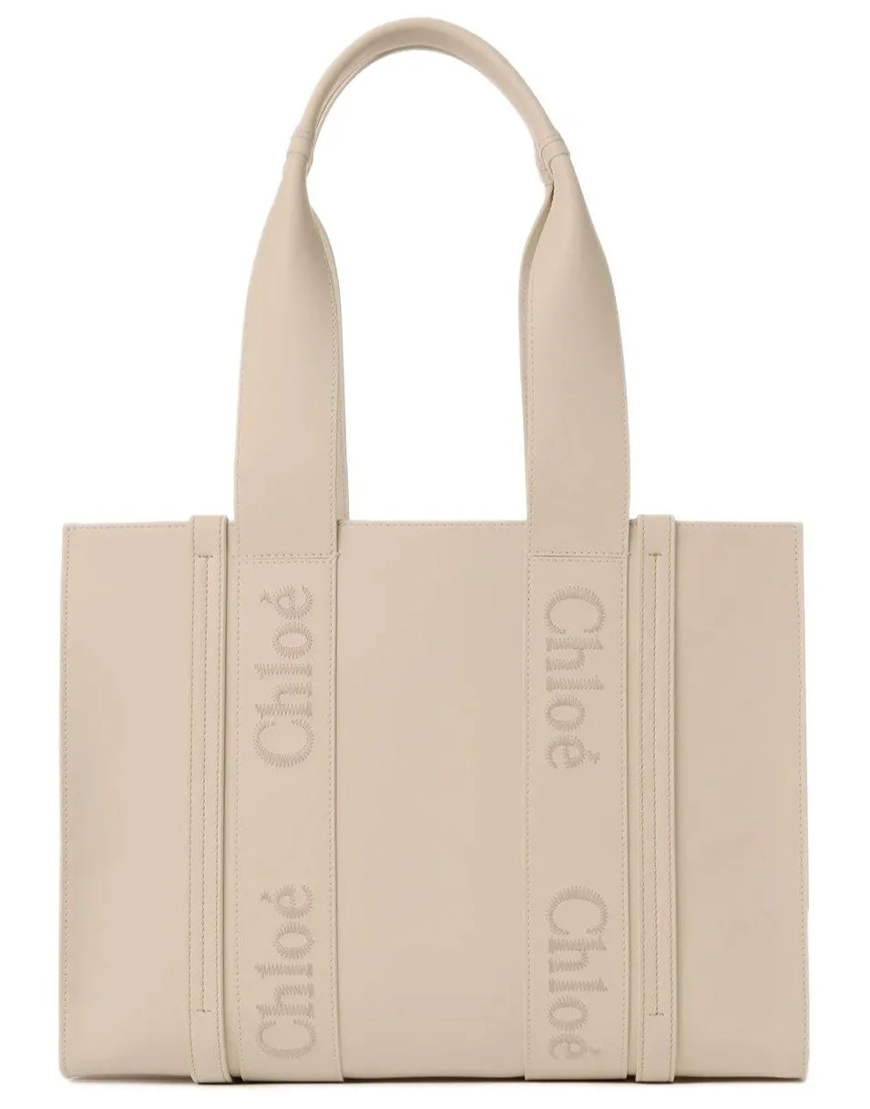 Woody Logo Embroidered Medium Tote Bag