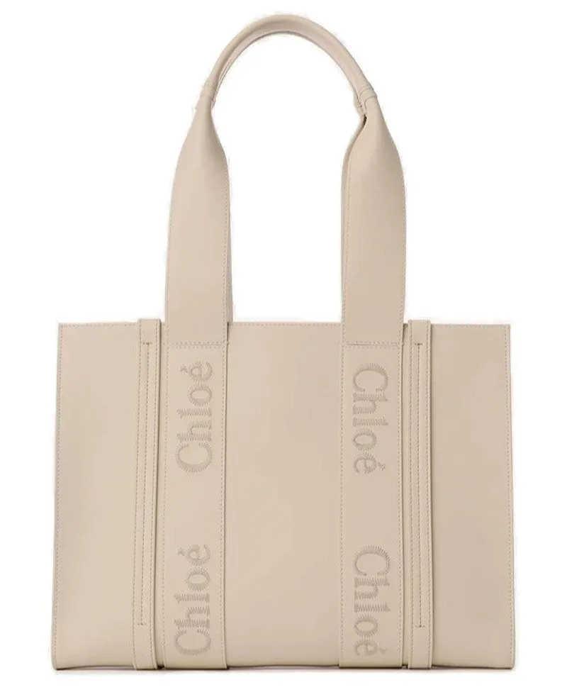 Woody Logo Embroidered Medium Tote Bag