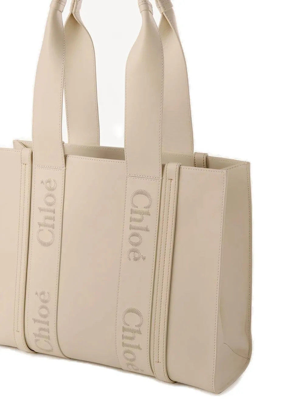 Woody Logo Embroidered Medium Tote Bag