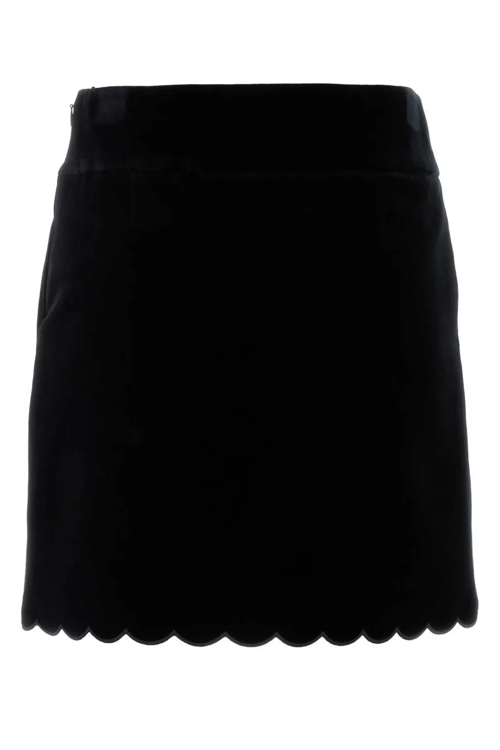 Velvet Scalloped Mini Skirt