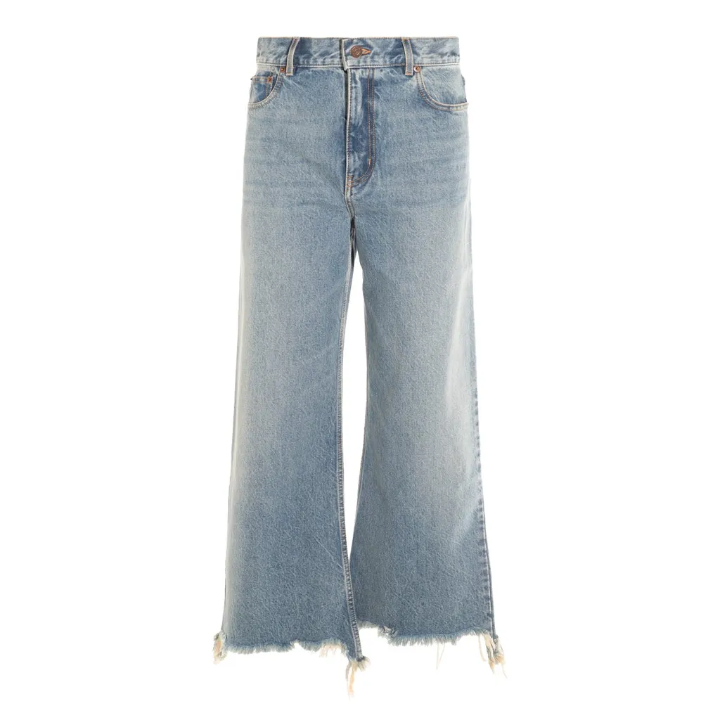 Logo Patch Frayed Edge Jeans