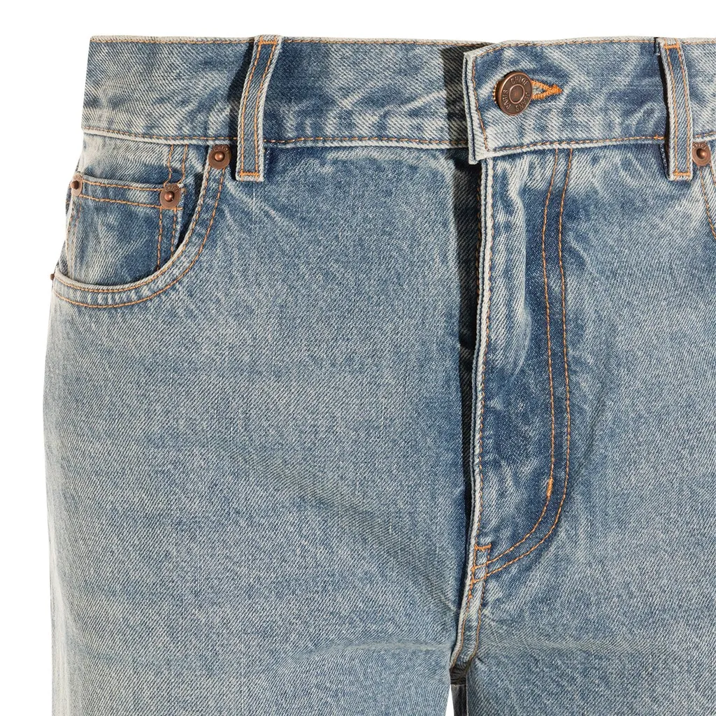 Logo Patch Frayed Edge Jeans