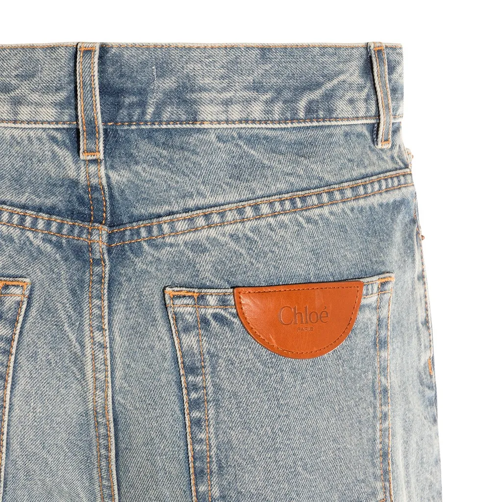 Logo Patch Frayed Edge Jeans