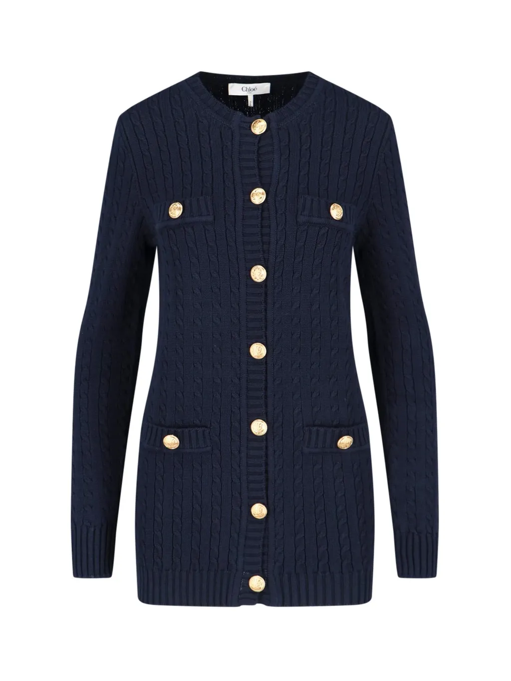 Buttoned Long Knit Cardigan
