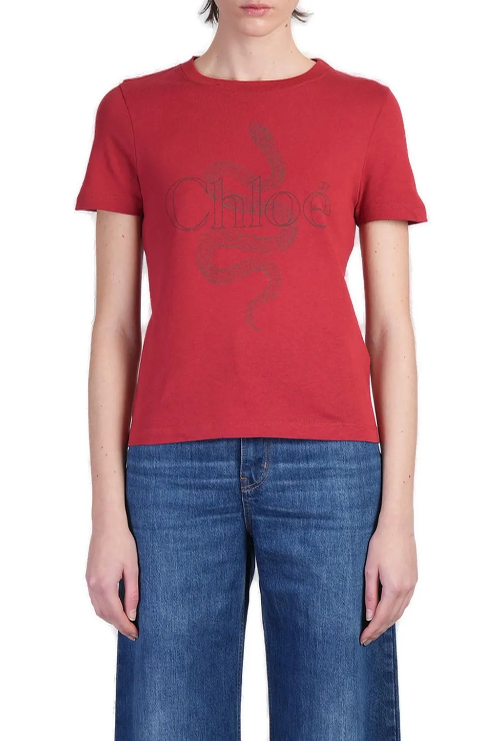 Snake Printed Crewneck T-Shirt