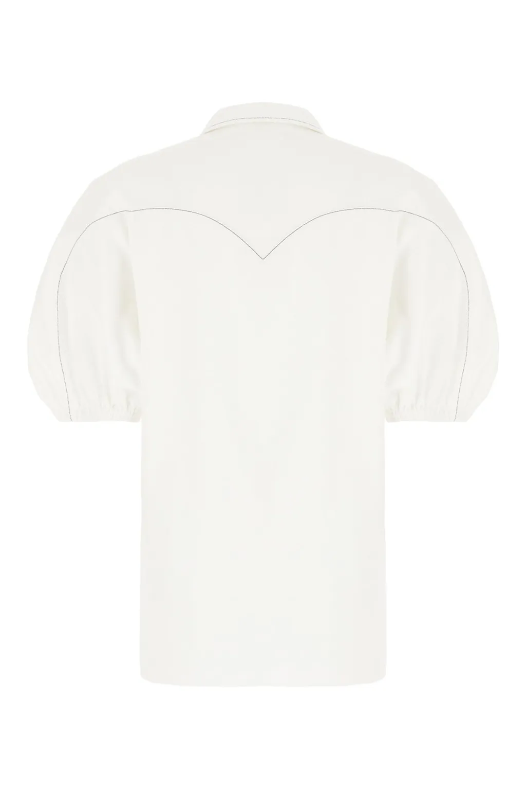 Collared Balloon-Sleeved Blouse