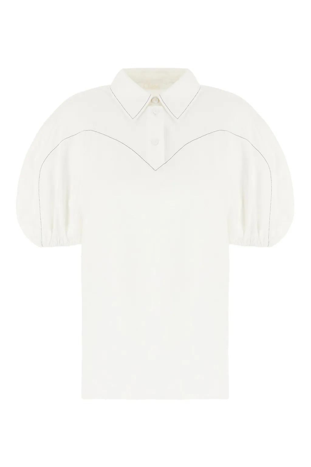 Collared Balloon-Sleeved Blouse