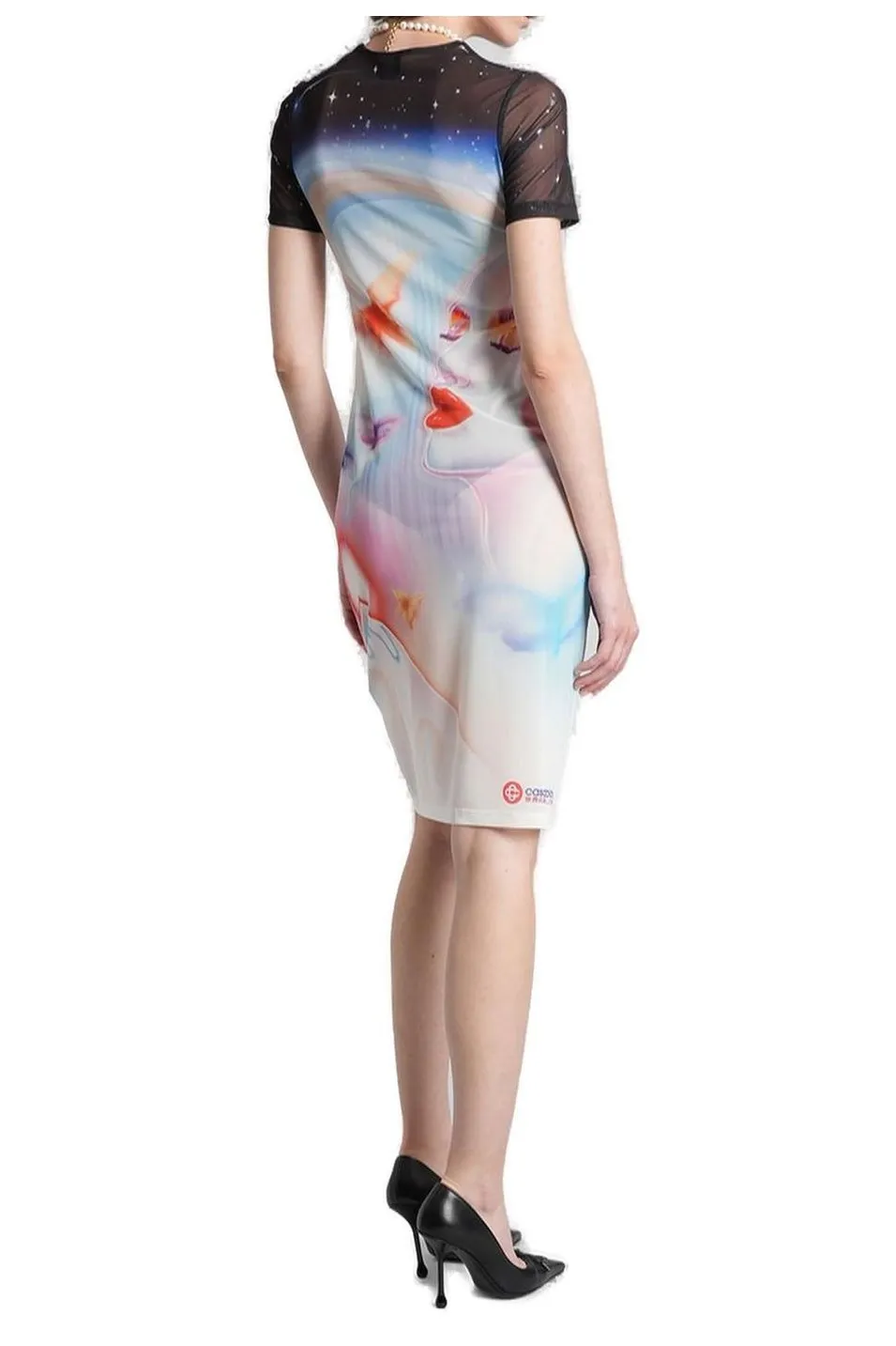 Printed Crewneck Midi Dress