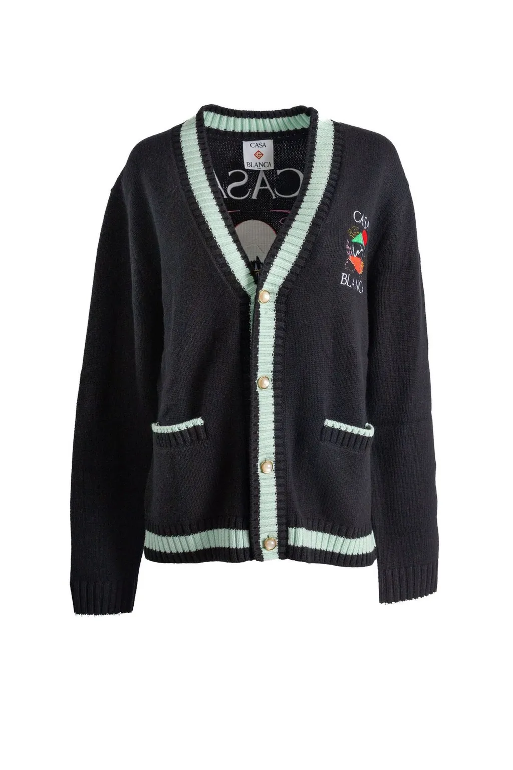 Logo Embroidered Knitted Cardigan