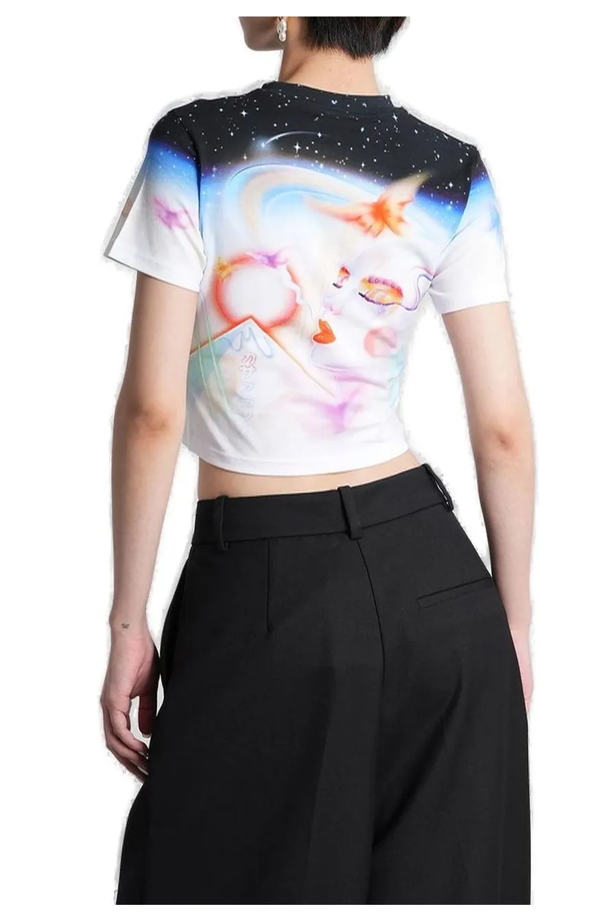 Cosmic-Printed Crewneck T-Shirt