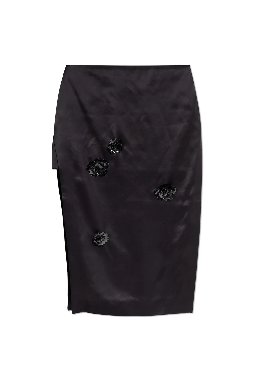 Floral Appliqué Midi Skirt